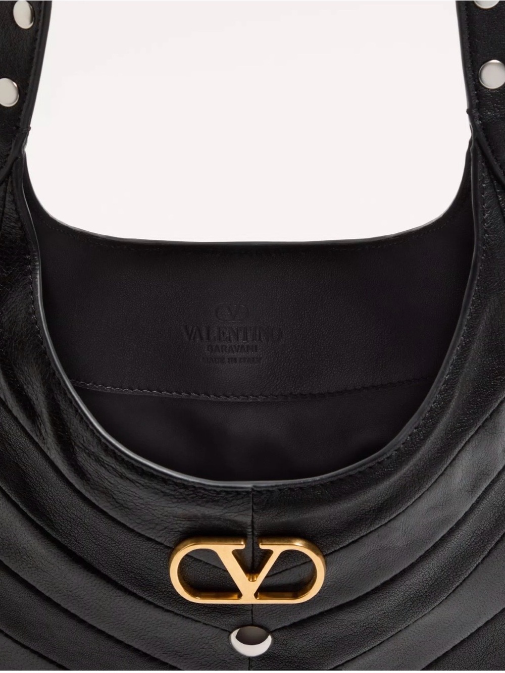 Nwt Valentino Garavani Hoboho Small Nappa Leather Hobo Bag With Chevron Pattern - Picture 4 of 16